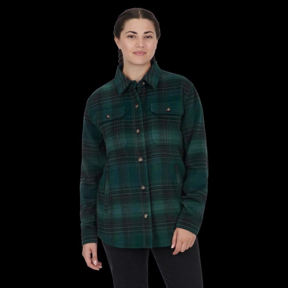 Ski-Doo Women's Plaid Overshirt, green, XS